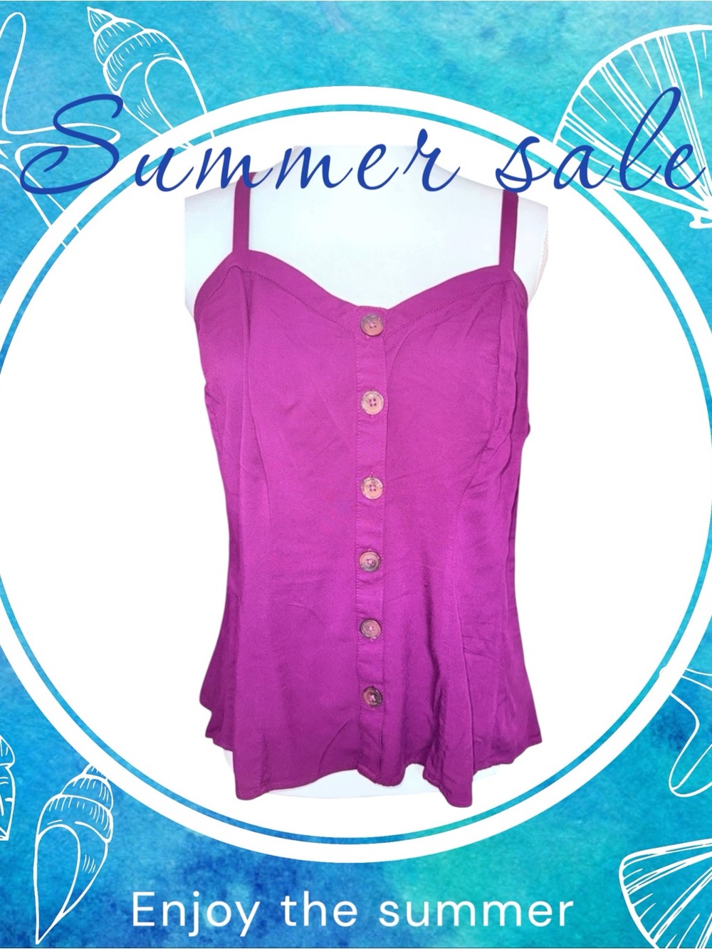 torrid Magenta Button-Front Spaghetti Strap Camisole